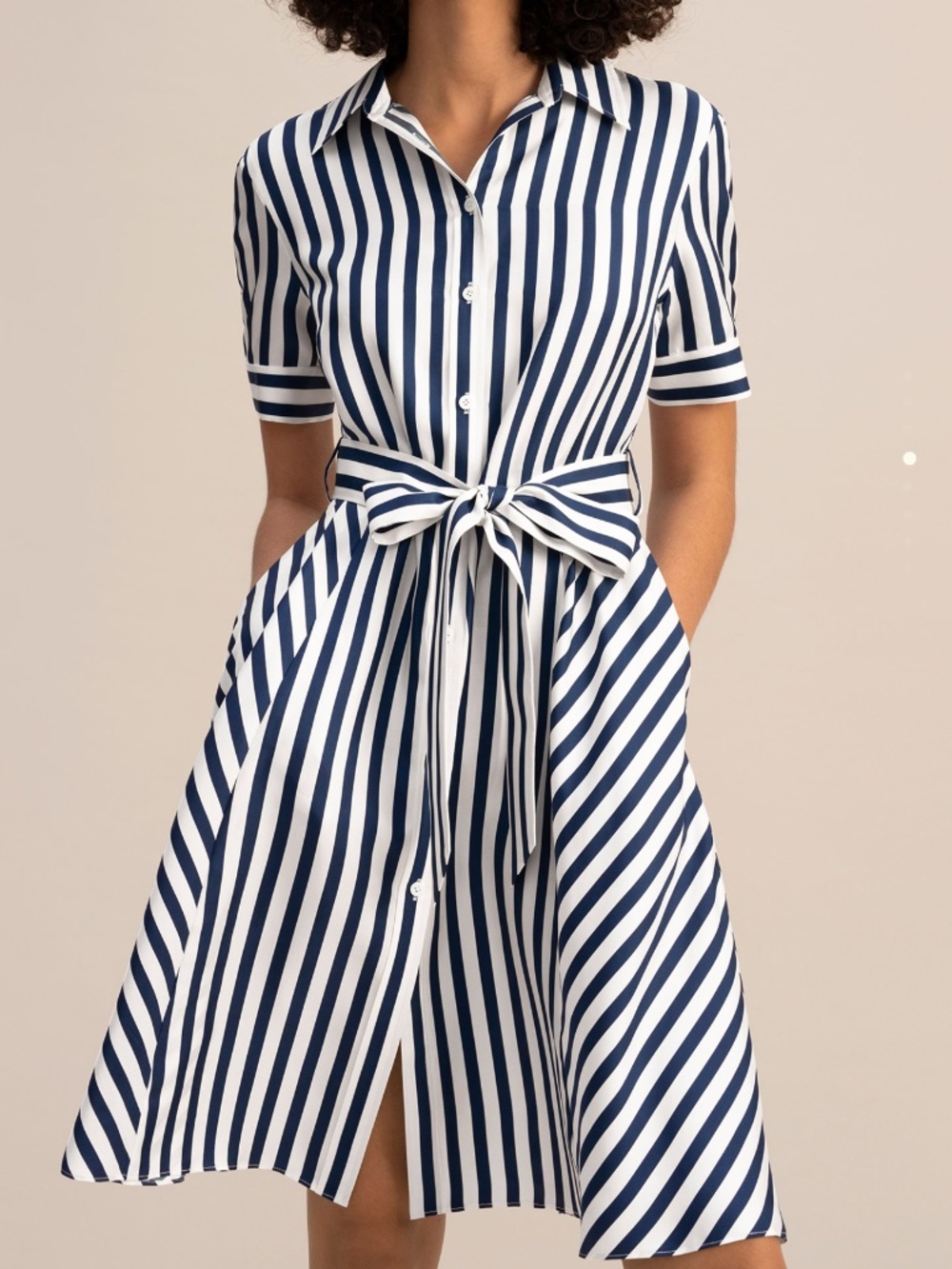 LILYSILK Amalfi Stripe Silk Shirtdress With Belt